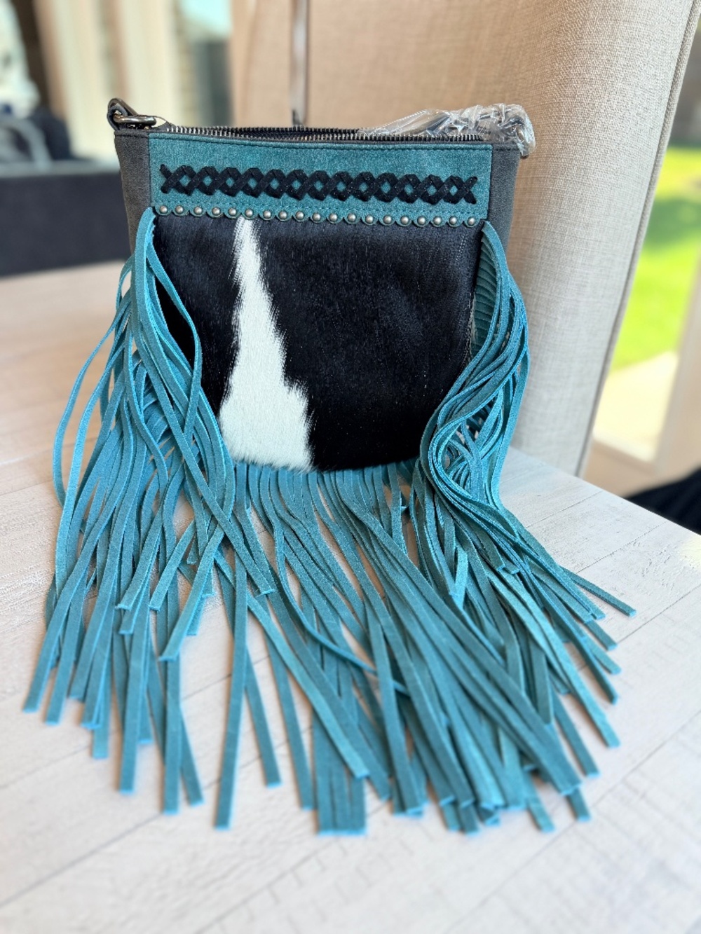 Trinity Ranch Hair-On Cowhide Fringe Crossbody Bag - Black